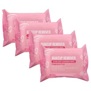 imageAir Jungles Makeup Remover Wipes for Face Eyes 25 Count Pack of 4 Alcohol Free for All Skin Extra Large Soft Cleansing Facial Towelettes for Waterproof Makeup