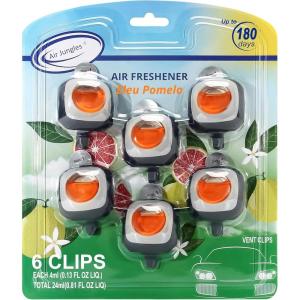 imageAir Jungles Serene Summer Scent Car Air Freshener Clip 6 Vent Clips 4ml Each Long Lasting Air Freshener Up to 180 Days Car Refresher Odor EliminatorEleu Pomelo