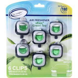 imageAir Jungles Serene Summer Scent Car Air Freshener Clip 6 Vent Clips 4ml Each Long Lasting Air Freshener Up to 180 Days Car Refresher Odor EliminatorGreen Tea