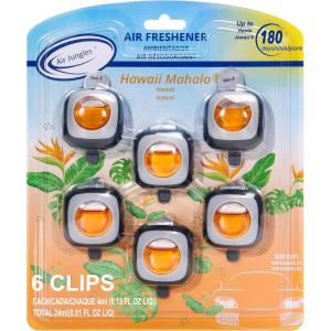 imageAir Jungles Serene Summer Scent Car Air Freshener Clip 6 Vent Clips 4ml Each Long Lasting Air Freshener Up to 180 Days Car Refresher Odor EliminatorHawaiian