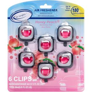 imageAir Jungles Serene Summer Scent Car Air Freshener Clip 6 Vent Clips 4ml Each Long Lasting Air Freshener Up to 180 Days Car Refresher Odor EliminatorHoney Peach