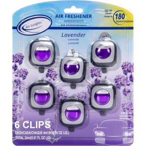 imageAir Jungles Serene Summer Scent Car Air Freshener Clip 6 Vent Clips 4ml Each Long Lasting Air Freshener Up to 180 Days Car Refresher Odor EliminatorLavender
