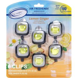 imageAir Jungles Serene Summer Scent Car Air Freshener Clip 6 Vent Clips 4ml Each Long Lasting Air Freshener Up to 180 Days Car Refresher Odor EliminatorLemon Ginger