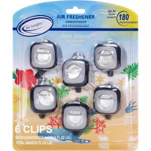 imageAir Jungles Serene Summer Scent Car Air Freshener Clip 6 Vent Clips 4ml Each Long Lasting Air Freshener Up to 180 Days Car Refresher Odor EliminatorRest Island