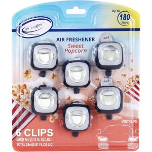 imageAir Jungles Serene Summer Scent Car Air Freshener Clip 6 Vent Clips 4ml Each Long Lasting Air Freshener Up to 180 Days Car Refresher Odor EliminatorSweet Popcorn