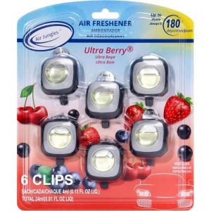 imageAir Jungles Serene Summer Scent Car Air Freshener Clip 6 Vent Clips 4ml Each Long Lasting Air Freshener Up to 180 Days Car Refresher Odor EliminatorUltra Berry