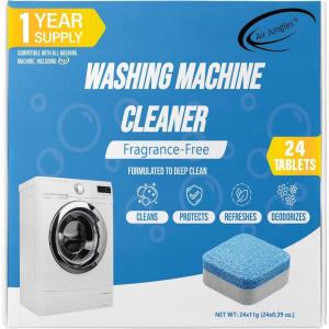 imageAir Jungles Washing Machine Cleaner Tablets 24 Count Lemon Scent Deep Cleaning Dirt Remover Clean Laundry Washer Drum and Tub Compatible with Front and Top Load Washer 12 Month SupplyFragrance Free