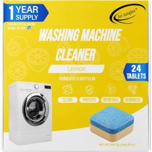 imageAir Jungles Washing Machine Cleaner Tablets 24 Count Lemon Scent Deep Cleaning Dirt Remover Clean Laundry Washer Drum and Tub Compatible with Front and Top Load Washer 12 Month SupplyLemon